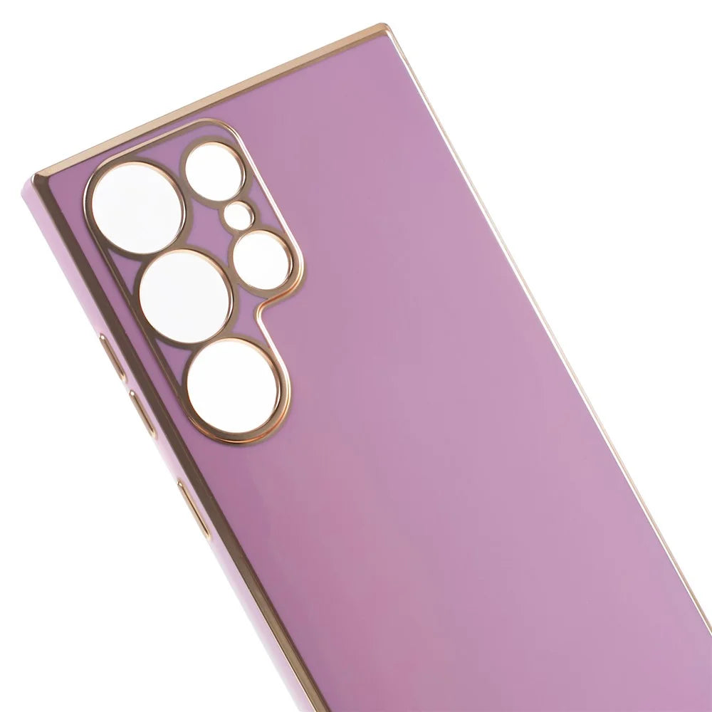 For Samsung Galaxy S23 Ultra Glossy Phone Case 6D Electroplated Edges Soft TPU Cover - Purple - 7