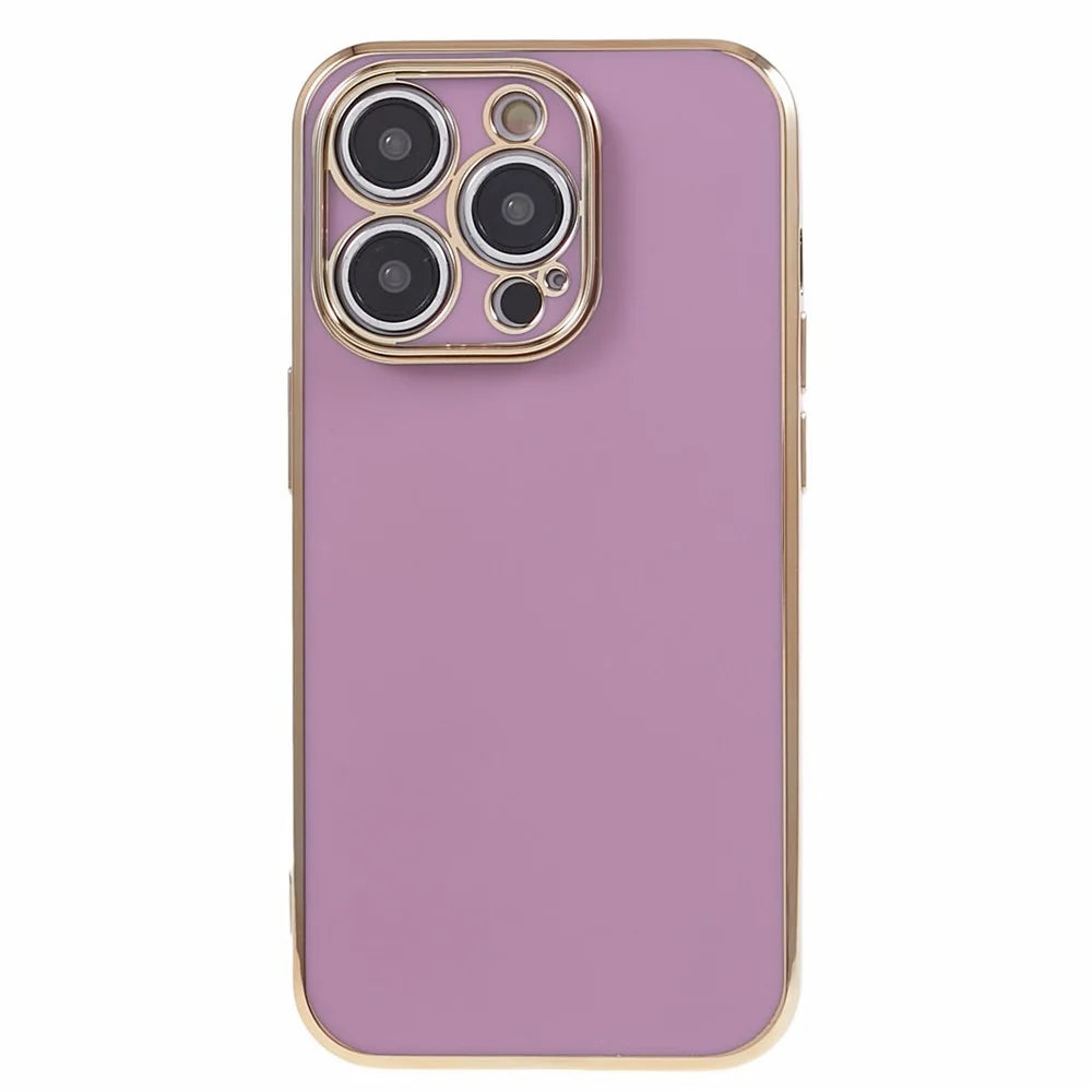 For iPhone 15 Pro Max Soft TPU 6D Electroplated Case Glossy Shockproof Protective Phone Cover - Purple - 1