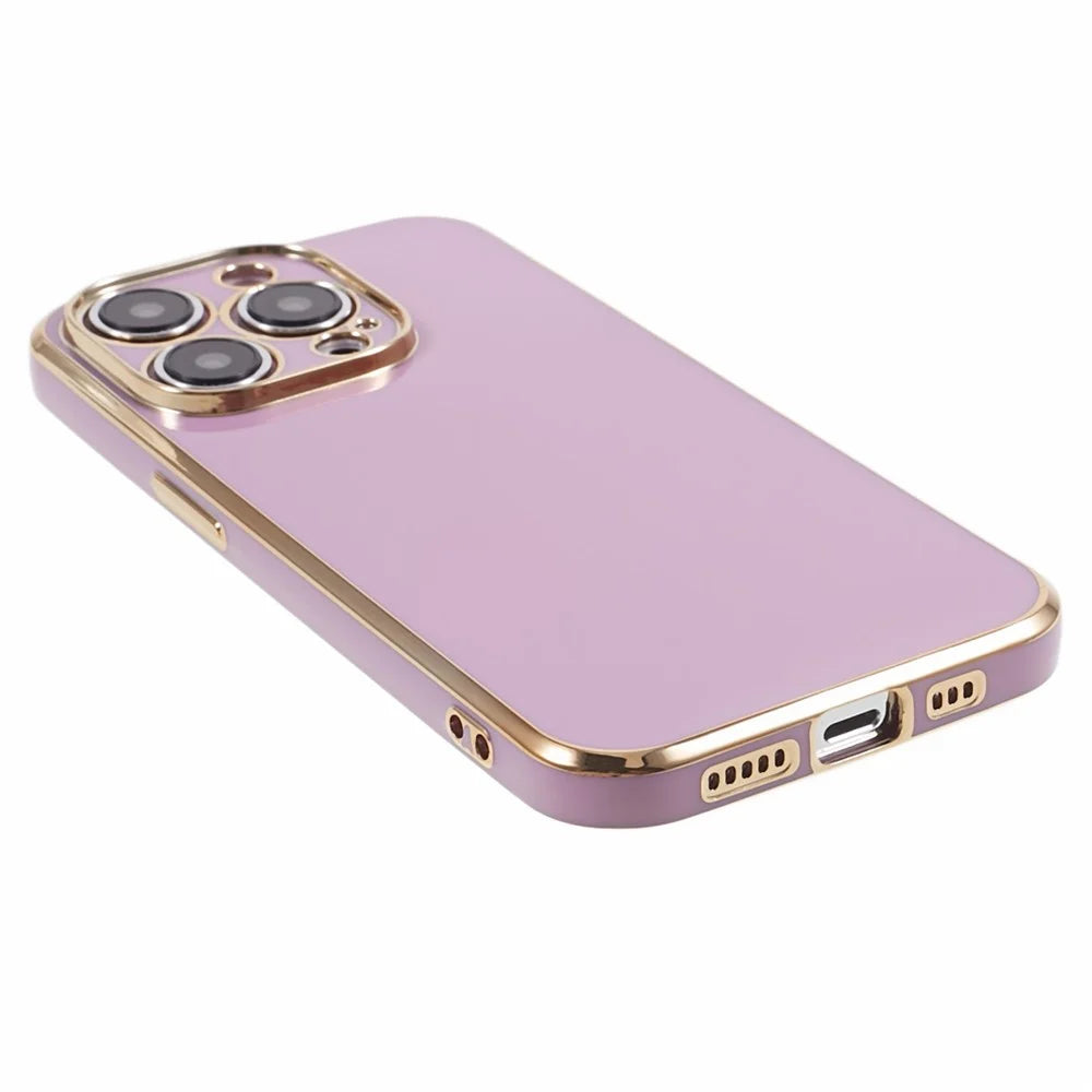 For iPhone 15 Pro Max Soft TPU 6D Electroplated Case Glossy Shockproof Protective Phone Cover - Purple - 4