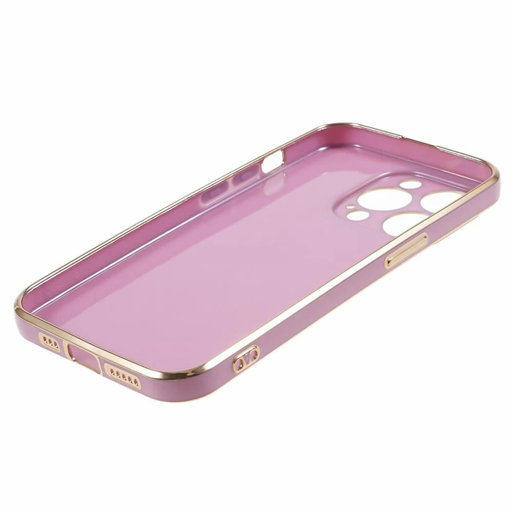 For iPhone 15 Pro Max Soft TPU 6D Electroplated Case Glossy Shockproof Protective Phone Cover - Purple - 5
