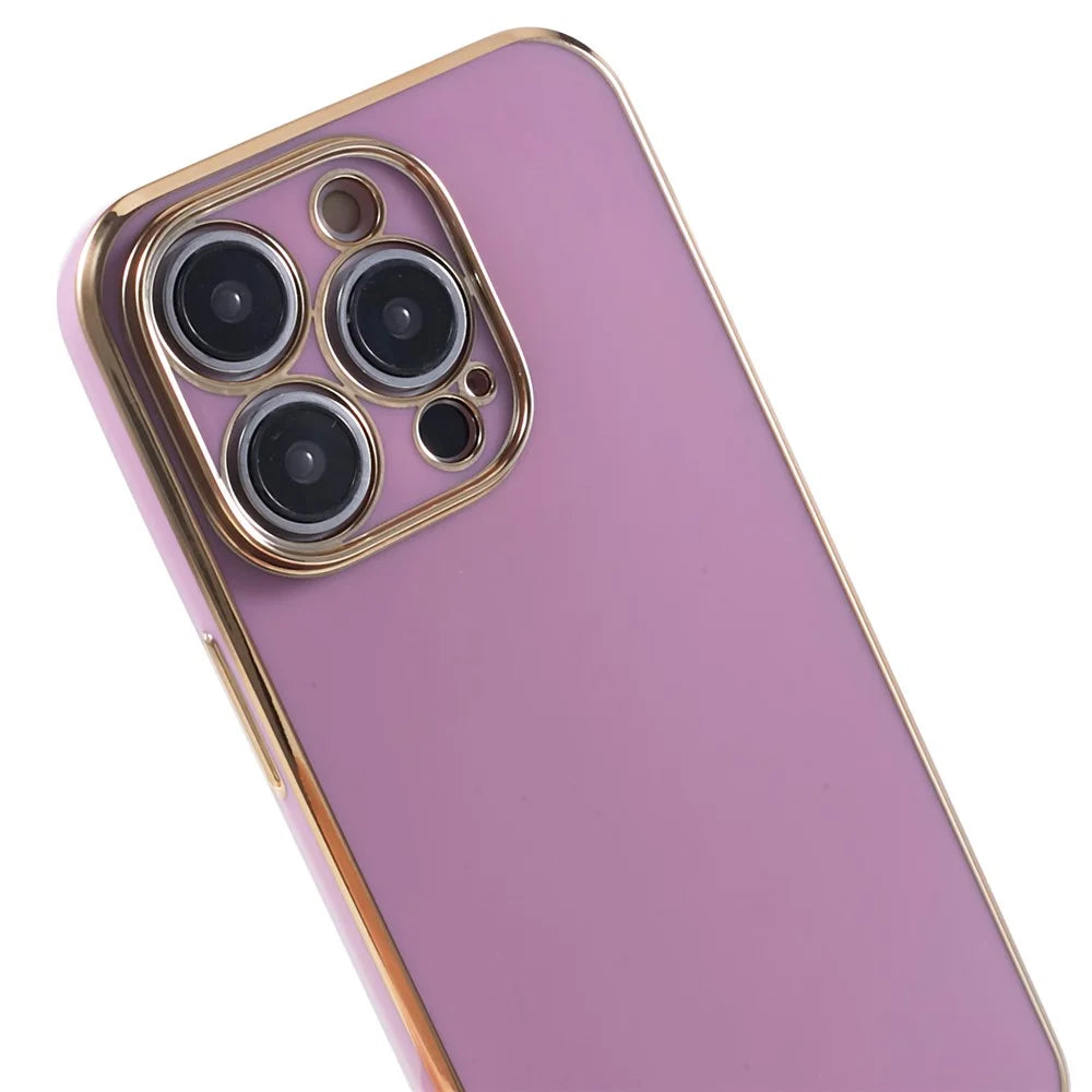 For iPhone 15 Pro Max Soft TPU 6D Electroplated Case Glossy Shockproof Protective Phone Cover - Purple - 6