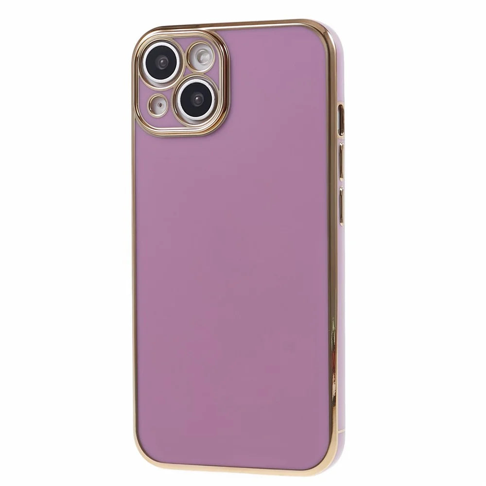 For iPhone 15 Shock-Absorption TPU Phone Case 6D Electroplating Glossy Protective Cover - Purple - 3