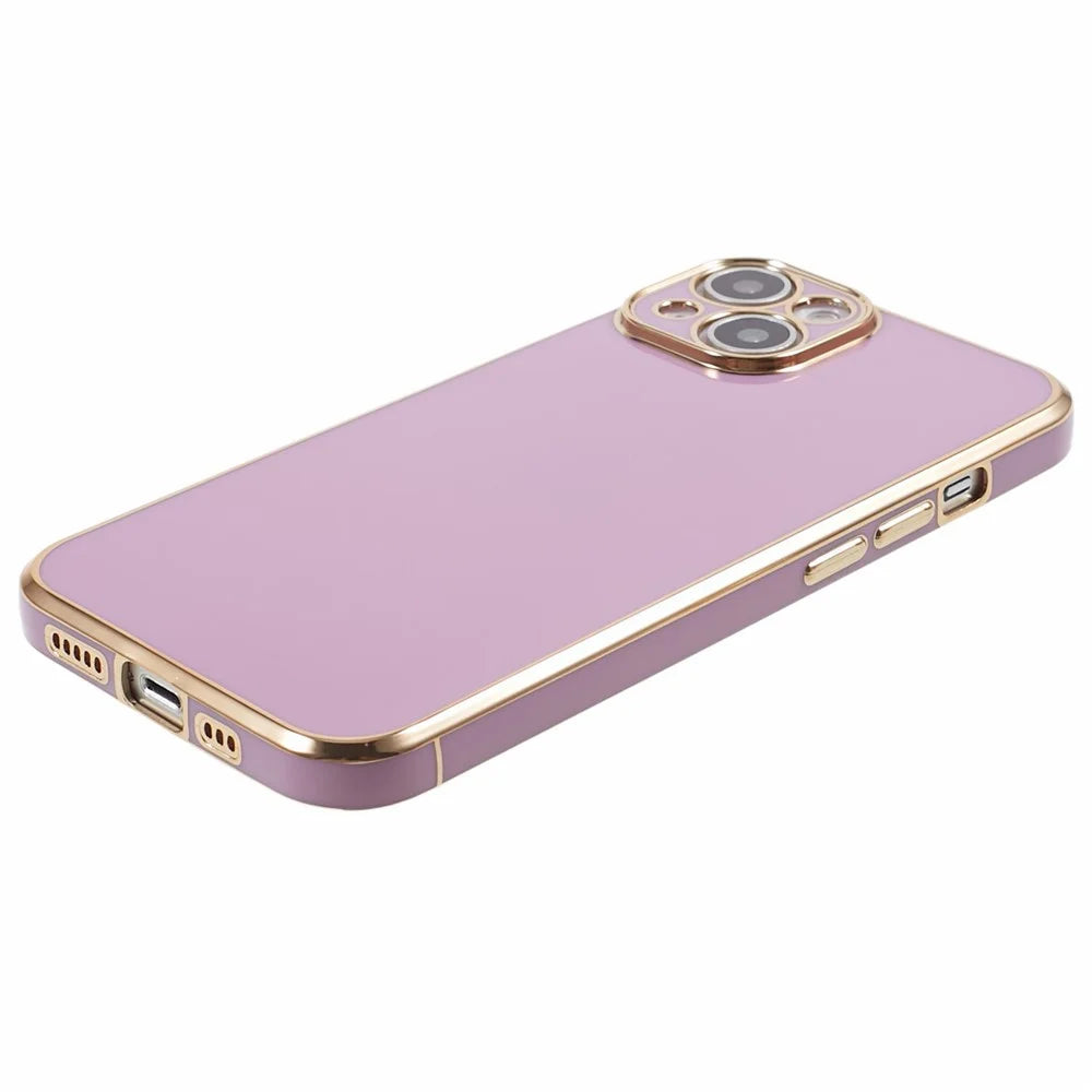 For iPhone 15 Shock-Absorption TPU Phone Case 6D Electroplating Glossy Protective Cover - Purple - 4