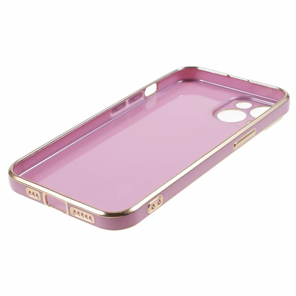 For iPhone 15 Shock-Absorption TPU Phone Case 6D Electroplating Glossy Protective Cover - Purple - 6