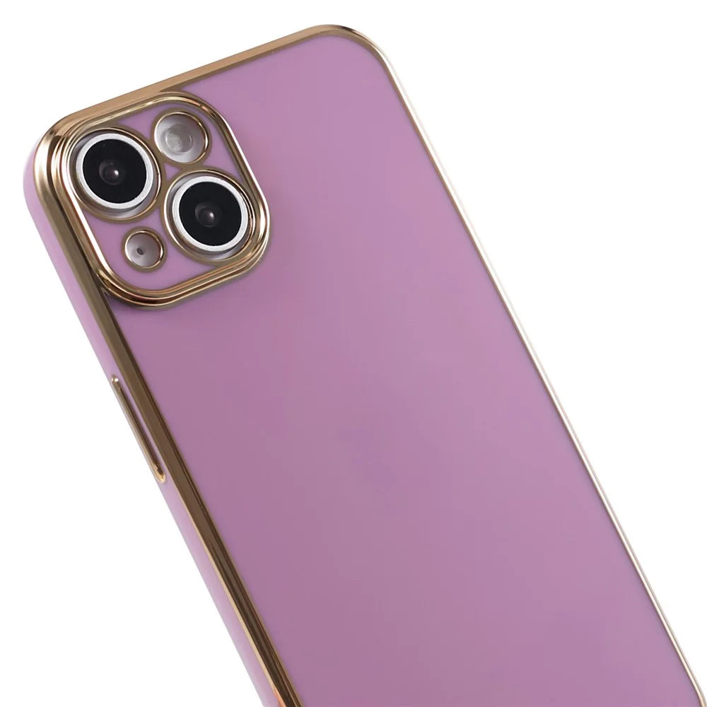 For iPhone 15 Shock-Absorption TPU Phone Case 6D Electroplating Glossy Protective Cover - Purple - 7