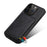 Protective Phone Case for iPhone 15 Pro Card Slot Kickstand Case Calf Texture PU+PC+TPU Phone Cover - Black - 4