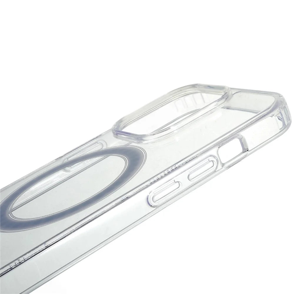 For iPhone 15 Pro Max Clear Protective Cover Acrylic+TPU Magnetic Phone Case Compatible with MagSafe - 6