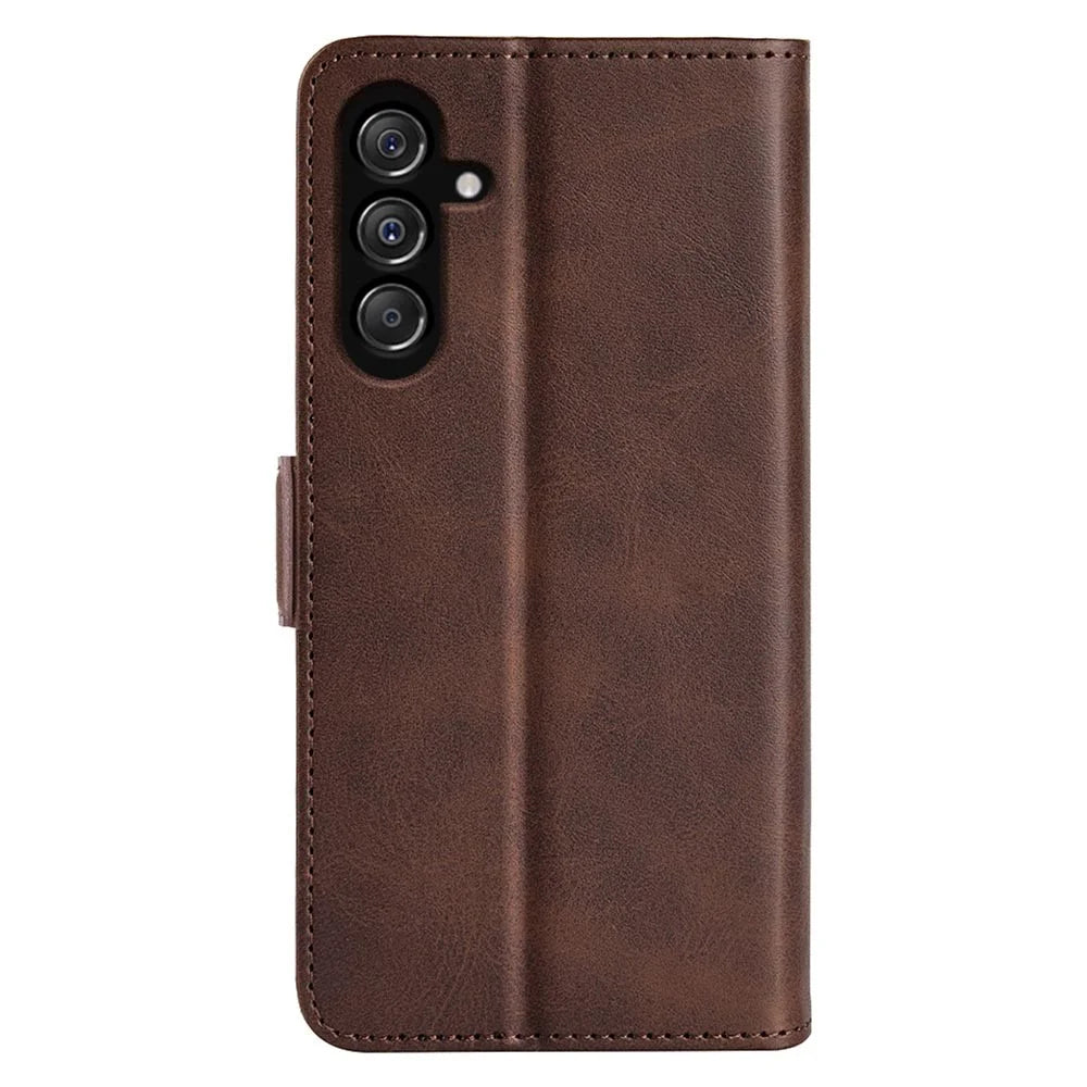 For Samsung Galaxy F34 5G / M34 5G Calf Texture Phone Case Supporting Stand Wallet Leather Phone Cover - Brown - 7