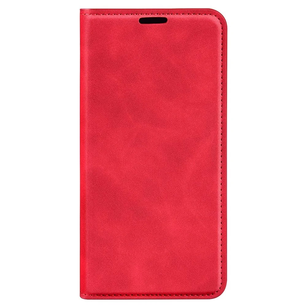 For Samsung Galaxy F34 5G / M34 5G Anti-Scratch Skin-touch Wallet PU Leather Phone Case Stand Mobile Phone Cover - Red - 6