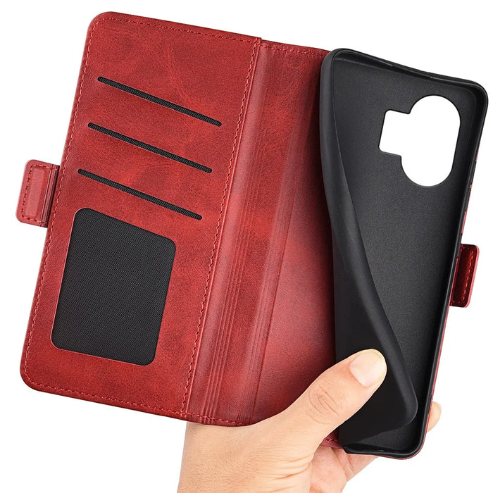 For Nothing Phone (2) Shockproof Calf Texture Phone Stand Case Wallet PU Leather Cell Phone Cover - Red - 4