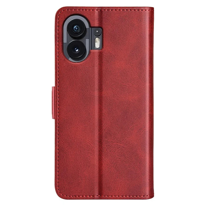 For Nothing Phone (2) Shockproof Calf Texture Phone Stand Case Wallet PU Leather Cell Phone Cover - Red - 7
