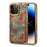 For iPhone 15 Pro Max Card Slots Kickstand Phone Case PU Leather Coated PC+TPU Flower Pattern Printed Cover - Blue - 1