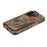 For iPhone 15 Pro Max Card Slots Kickstand Phone Case PU Leather Coated PC+TPU Flower Pattern Printed Cover - Blue - 6