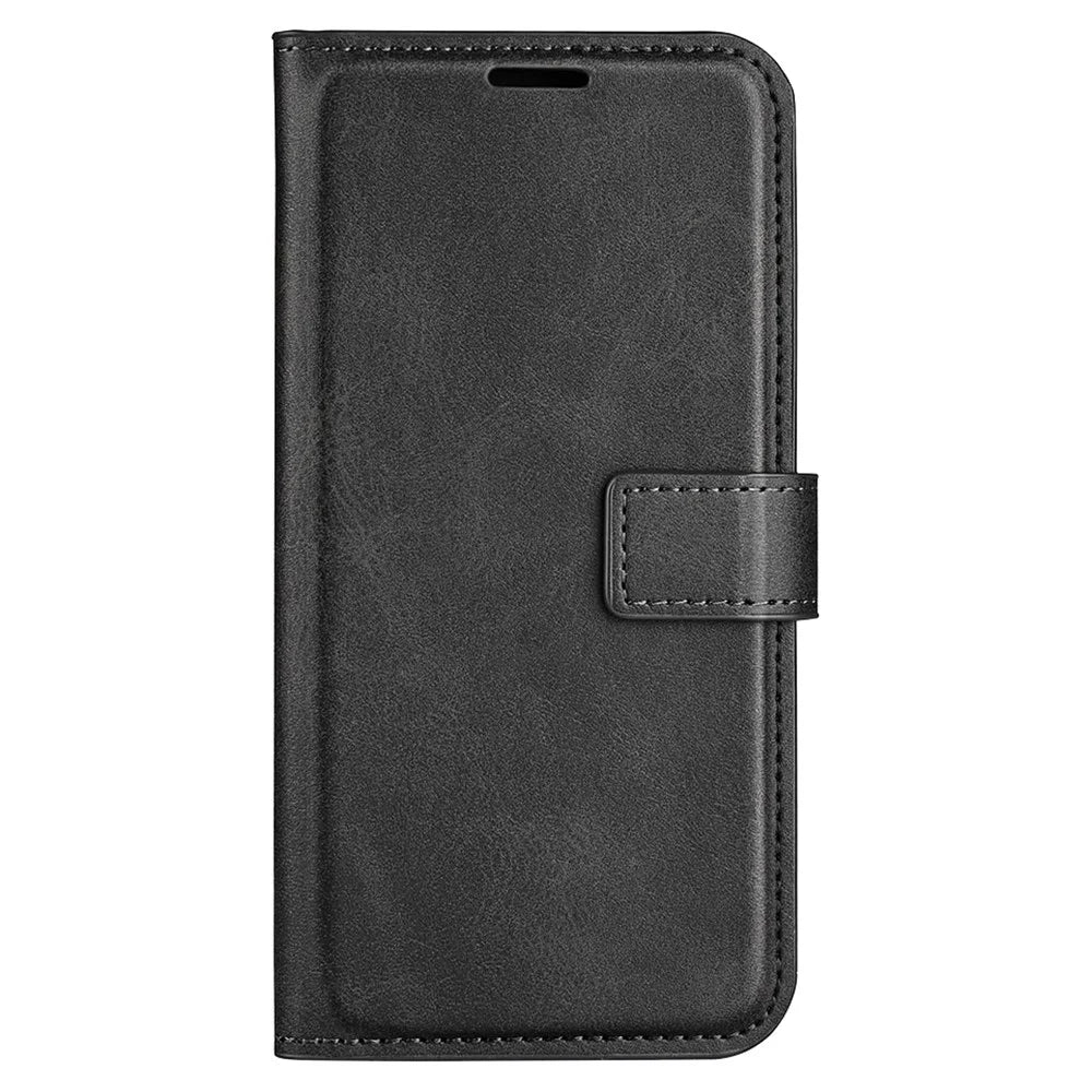 For Realme 11x 5G / 11 5G (Global) Phone Case Wallet Stand PU Leather Shell Calf Texture Full Protection Phone Cover - Black - 7