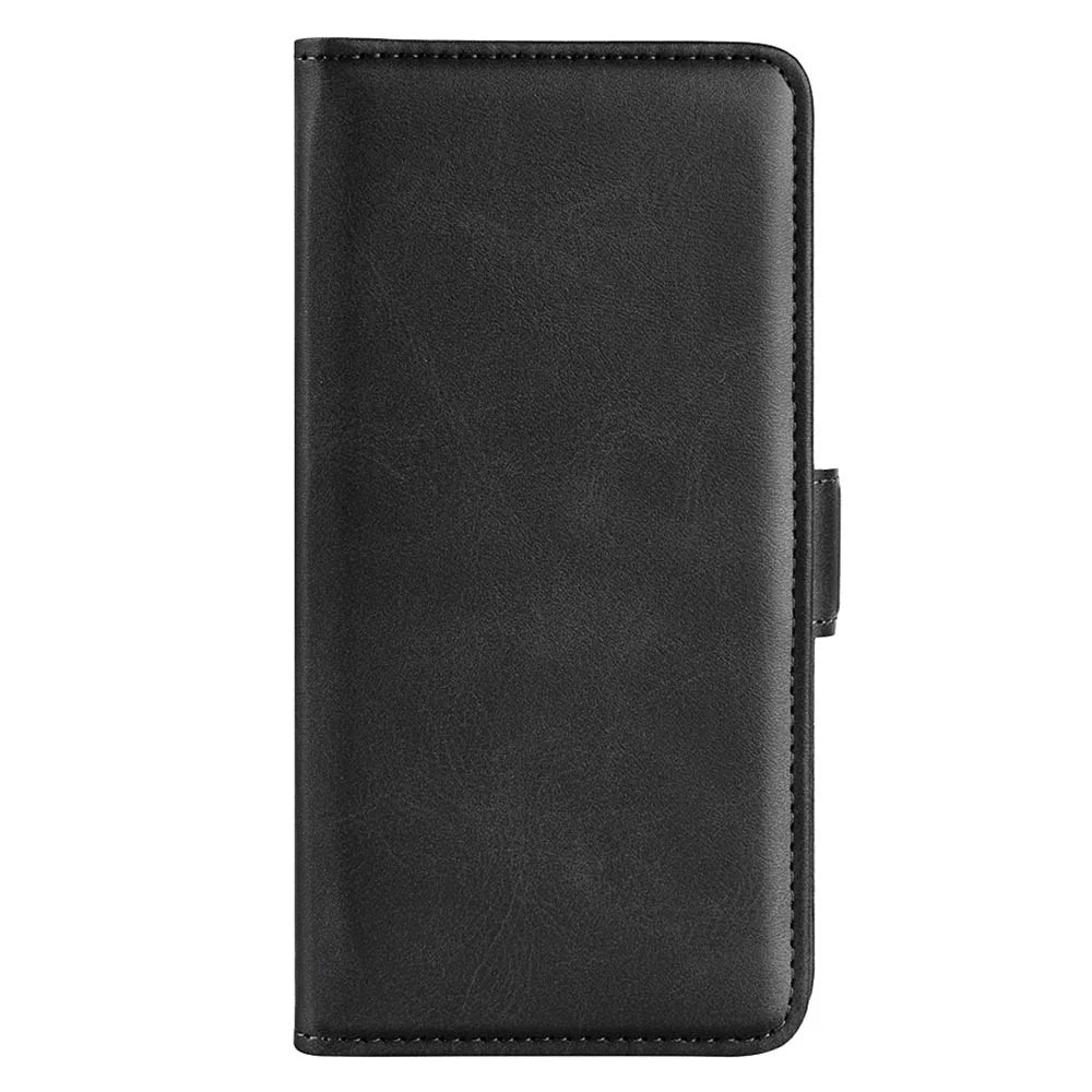 Wallet Leather Phone Cover for Realme 11x 5G / 11 5G (Global) , Anti-Scratch Shell Calf Texture Mobile Phone Stand Case - Black - 7