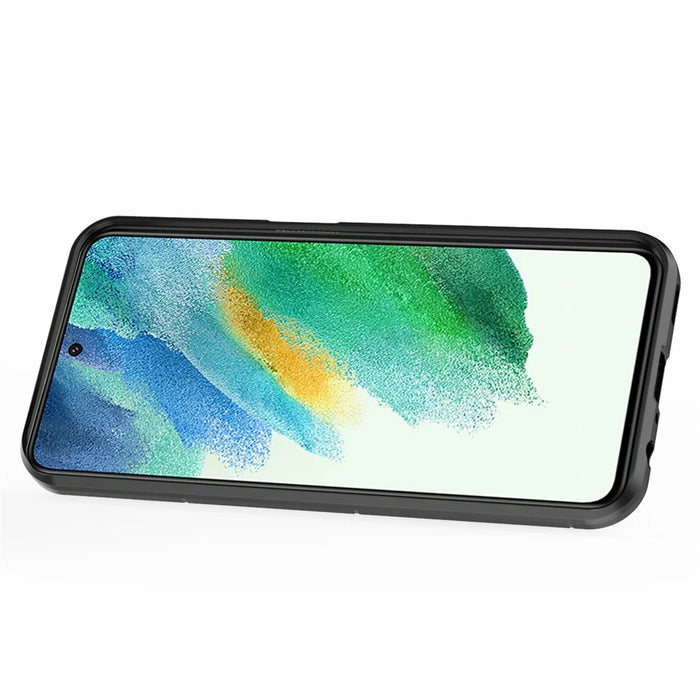 For Samsung Galaxy S23 FE Hybrid Hard PC Soft TPU Phone Case Ring Holder Kickstand Cover - Black - 2