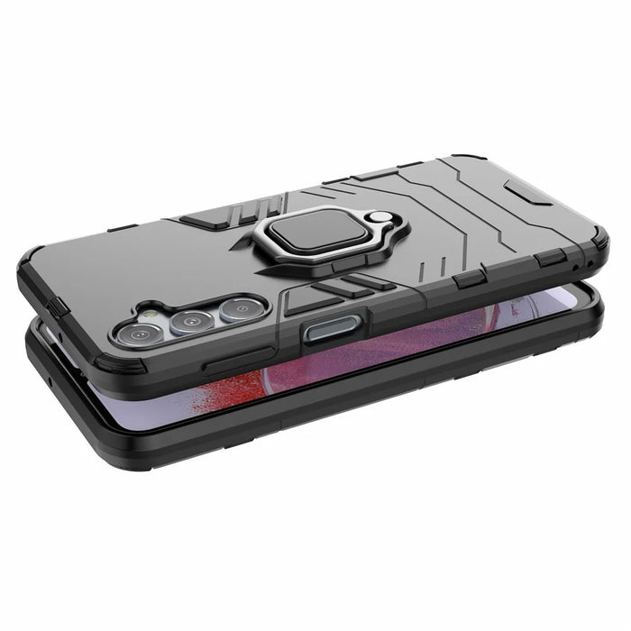 For Samsung Galaxy S23 FE Hybrid Hard PC Soft TPU Phone Case Ring Holder Kickstand Cover - Black - 5