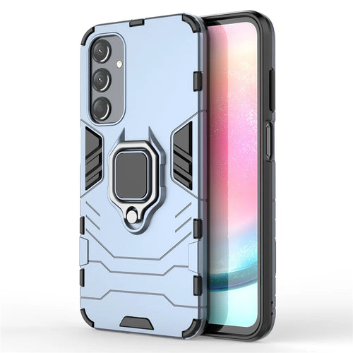 For Samsung Galaxy A25 5G (Global) (161.0 x 76.5 x 8.3mm) TPU+PC Rugged Phone Case Finger Grip Holder Kickstand Cover - Blue - 1