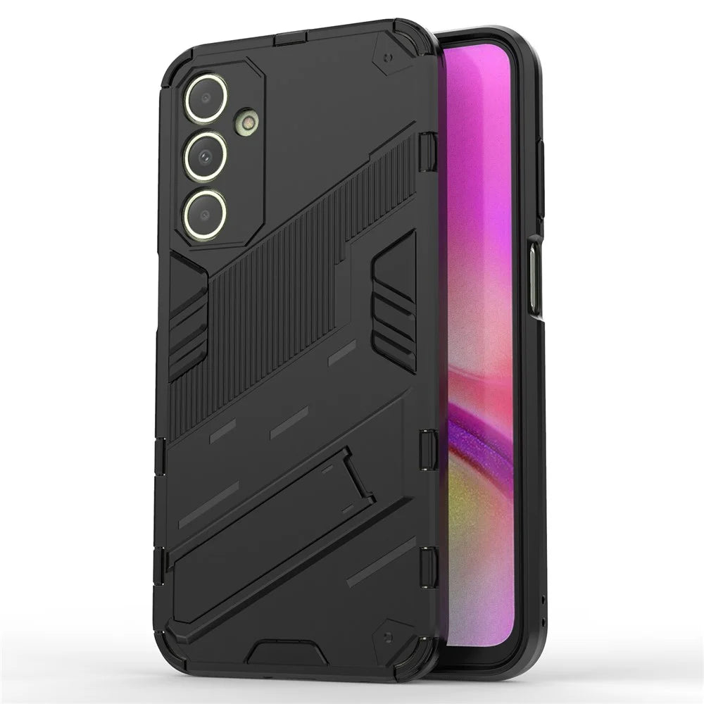 For Samsung Galaxy A25 5G (Global) (161.0 x 76.5 x 8.3mm) Kickstand Cover PC+TPU Shockproof Protection Phone Case - Black - 1