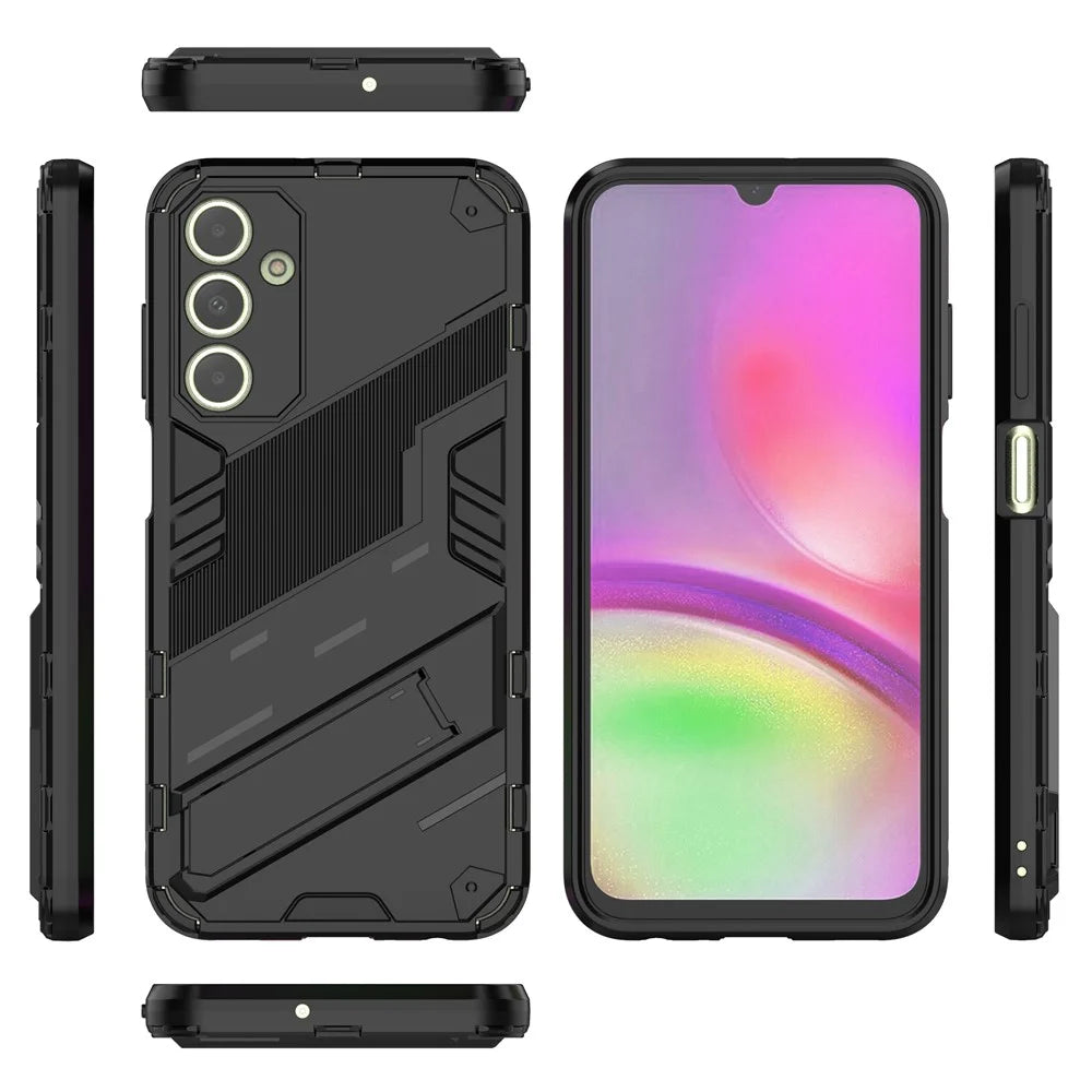 For Samsung Galaxy A25 5G (Global) (161.0 x 76.5 x 8.3mm) Kickstand Cover PC+TPU Shockproof Protection Phone Case - Black - 5