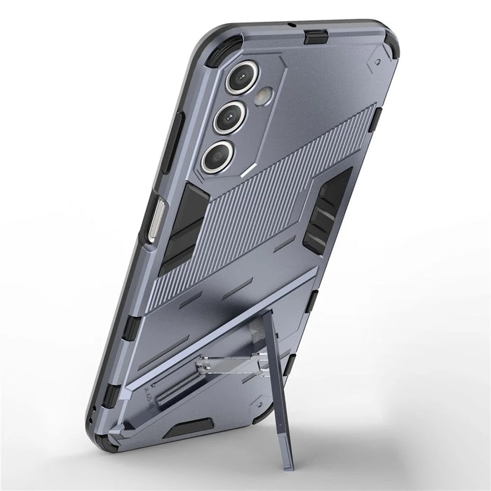 PC+TPU Dual Layer Case for Samsung Galaxy S23 FE , Kickstand Protective Cell Phone Cover - Grey - 3