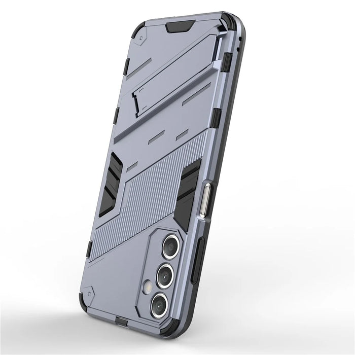 PC+TPU Dual Layer Case for Samsung Galaxy S23 FE , Kickstand Protective Cell Phone Cover - Grey - 5