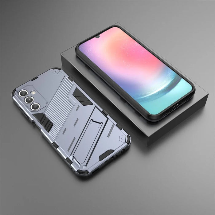 PC+TPU Dual Layer Case for Samsung Galaxy S23 FE , Kickstand Protective Cell Phone Cover - Grey - 7