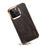 DENIOR For iPhone 15 Pro Waxy Textured Phone Case Genuine Cow Leather+PC+TPU Electroplating Cover - Black - 3