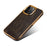 DENIOR For iPhone 15 Pro Waxy Textured Phone Case Genuine Cow Leather+PC+TPU Electroplating Cover - Black - 5