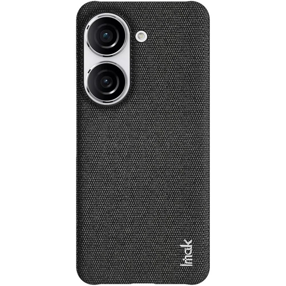 IMAK Ruiyi Series for Asus Zenfone 9 5G / Zenfone 10 5G Cloth Texture Phone Case PU Leather Coated PC Cover - Black - 3