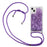 For iPhone 15 Plus TPU Cell Phone Case Mobile Phone Cover Liquid Sequins Decor Shell with Long Strap - Purple - 1
