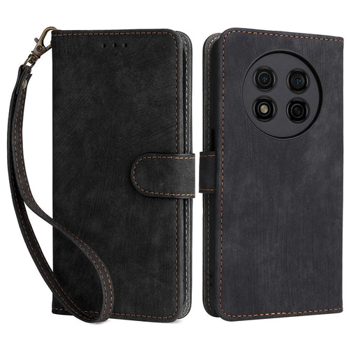 For Ulefone Note 15 Wallet Phone Case Anti-Scratch RFID Blocking Leather Cover with Strap - Black - 1
