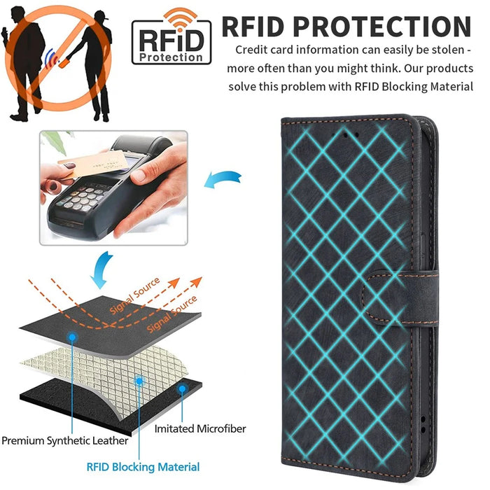 For Ulefone Note 15 Wallet Phone Case Anti-Scratch RFID Blocking Leather Cover with Strap - Black - 5