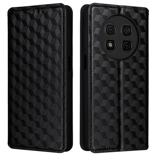 For Ulefone Note 15 Rhombus Imprinted Wallet Phone Case Leather Stand Phone Cover - Black - 1