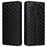 For Ulefone Note 15 Rhombus Imprinted Wallet Phone Case Leather Stand Phone Cover - Black - 1