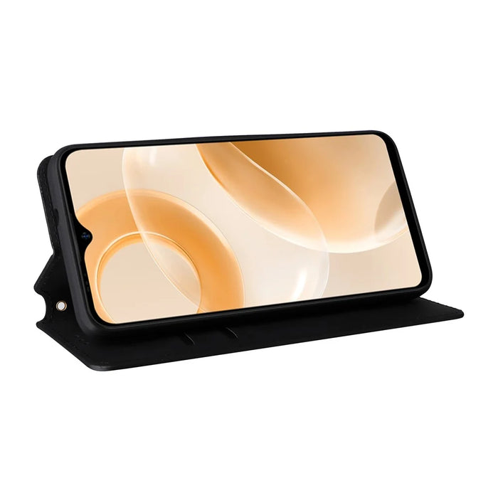 For Ulefone Note 15 Rhombus Imprinted Wallet Phone Case Leather Stand Phone Cover - Black - 3