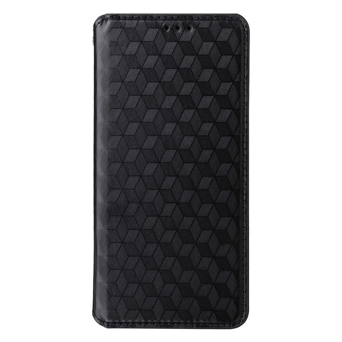 For Ulefone Note 15 Rhombus Imprinted Wallet Phone Case Leather Stand Phone Cover - Black - 5