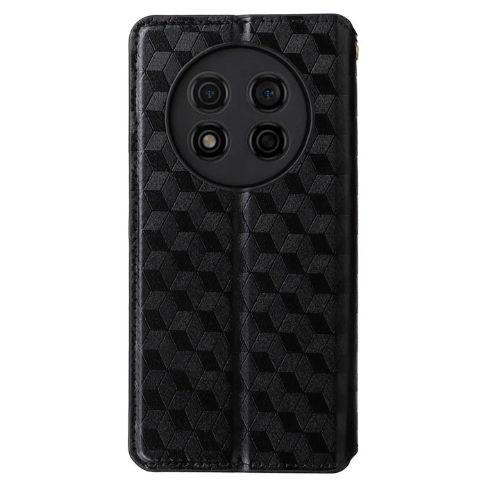 For Ulefone Note 15 Rhombus Imprinted Wallet Phone Case Leather Stand Phone Cover - Black - 6