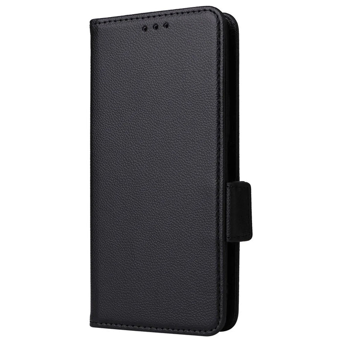 For Ulefone Note 15 Litchi Texture Phone Case PU Leather Wallet Stand Anti-Drop Cover with Strap - Black - 7