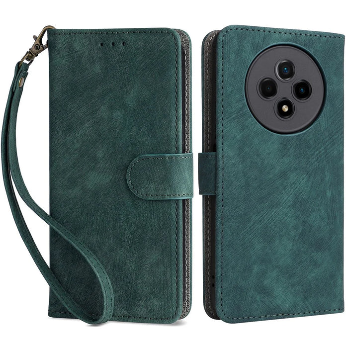 Wallet Phone Case for Wiko Hi Enjoy 60 Pro 5G Anti-Drop RFID Blocking Leather Flip Cover with Strap - Green - 1