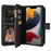 For iPhone 15 Plus Zipper Wallet Case with 15 Card Slots and Strap Leather Phone Cover - Black - 5