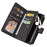 For iPhone 15 Pro Zipper Wallet Case with 15 Card Slots and Strap Leather Phone Cover - Black - 6
