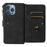 For iPhone 15 Pro Zipper Wallet Case with 15 Card Slots and Strap Leather Phone Cover - Black - 7