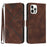 YX0040 For iPhone 15 Pro Imprinted Leather Case Shockproof Stand Wallet Phone Cover - Brown - 1