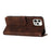 YX0040 For iPhone 15 Pro Imprinted Leather Case Shockproof Stand Wallet Phone Cover - Brown - 3