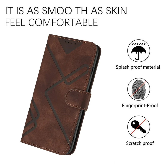 YX0040 For iPhone 15 Pro Imprinted Leather Case Shockproof Stand Wallet Phone Cover - Brown - 7