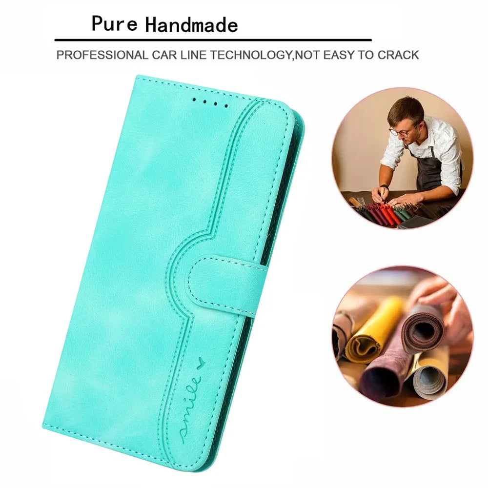YX003 For iPhone 15 Plus Leather Wallet Stand Shell Full Protection Imprinted Phone Case - Baby Blue - 5