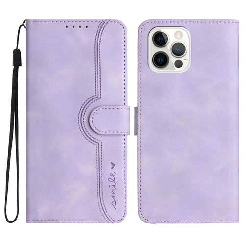 YX003 For iPhone 15 Pro Max PU Leather Stand Phone Case Imprinted Wallet Protection Cover - Purple - 1