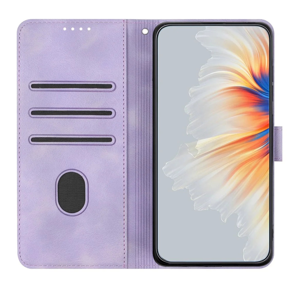 YX003 For iPhone 15 Pro Max PU Leather Stand Phone Case Imprinted Wallet Protection Cover - Purple - 2