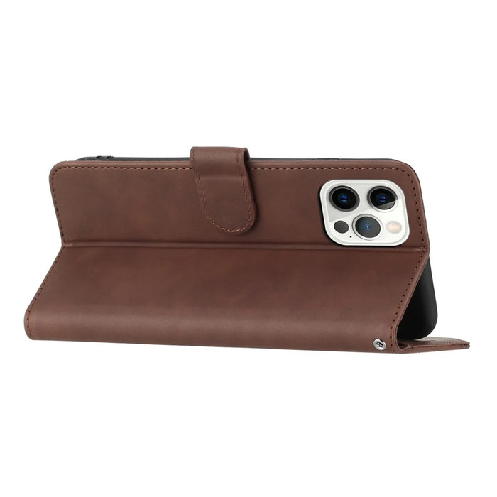 YX003 For iPhone 15 Pro PU Leather Phone Case Imprinted Wallet Stand Anti-drop Cover - Brown - 3